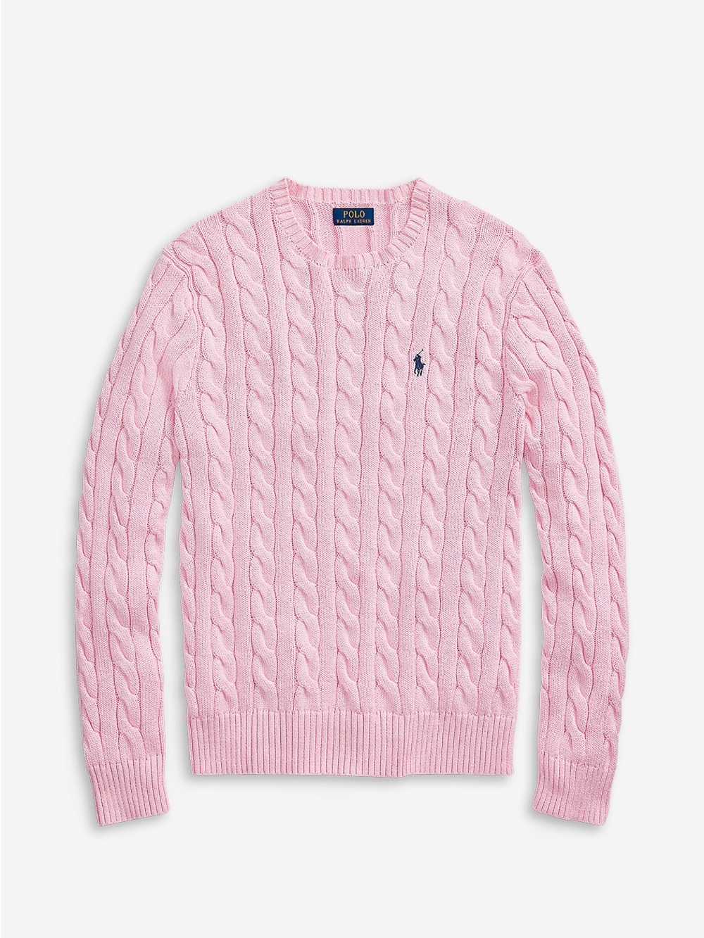 Polo by Ralph Lauren Men’s Pink Cable-Knit Crewneck Sweater